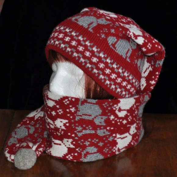 Cat Knit Wool Toque Hat Extra Long Stocking Cap Apres Ski Snowboard Unisex - Picture 4 of 4